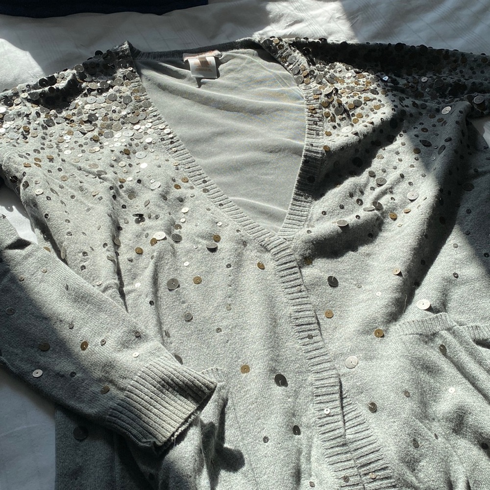 LaRok paillette cotton and cashmere cardigan size xs